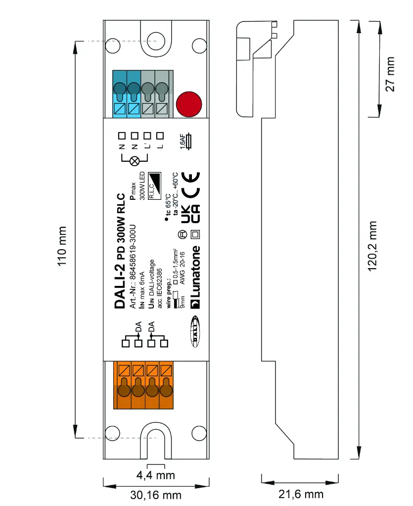 Masszeichnung Verdrahtung 86458619-300U DALI-2 PD 300W R_L_C-01.webp