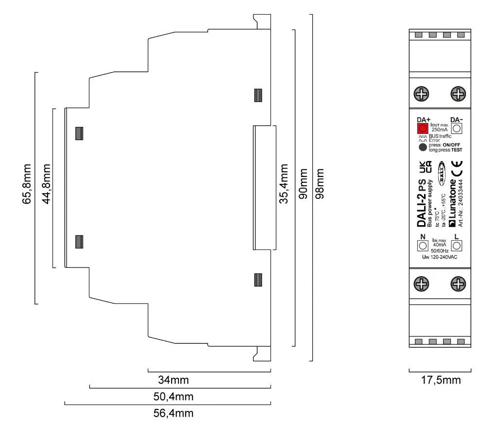 Masszeichnung Verdrahtung 24033444 DALI-2 PS-01.webp