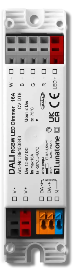 89453843 RGBW LED Dimmer 16A CV DT8 Front S.webp