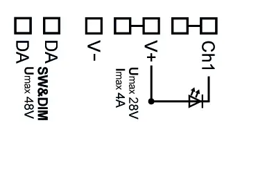 Masszeichnung und Verdrahtung 89453826 DALI-2 1CH LED Dimmer CV DT6-02.webp
