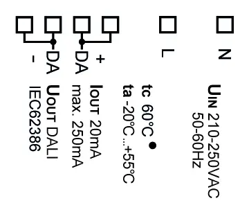 Masszeichnung und Verdrahtung 89453348-PS wDALI-2 Bluetooth 5 wireless Bridge PS20-02.webp